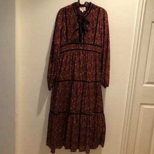 Bohme Velvet Embellished Tiered Maxi Dress